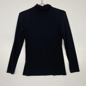 White + Warren Shirt Womens XS Black Long Sleeve Turtleneck Stretch Top Cotton